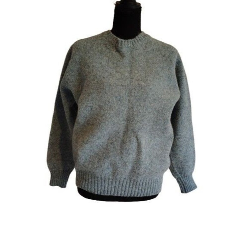 Billy Kelly Vintage Irish Shetland Wool Sweater Blue Gray Tag L Fits Mens M Flaw